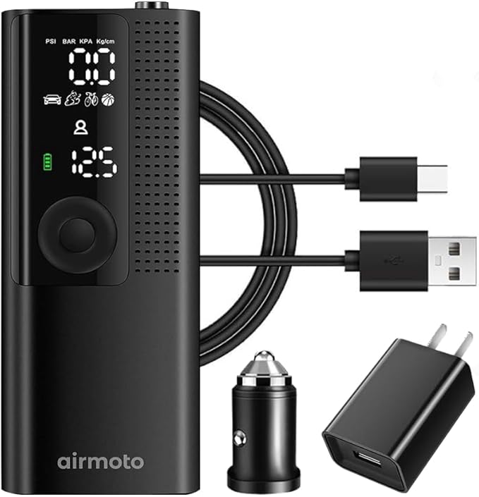 Airmoto and Power Kit Bundle Deal - 1 bundle - Tire Inflator Portable Air Compressor with Power Kit for Charging on The Road - Cordless Air Pump for Car...